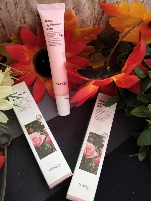 🌹 CREMA CONTORNO DE OJOS BIOAQUA ROSE HYALURONIC ACID – 98% PURE HYDRATION