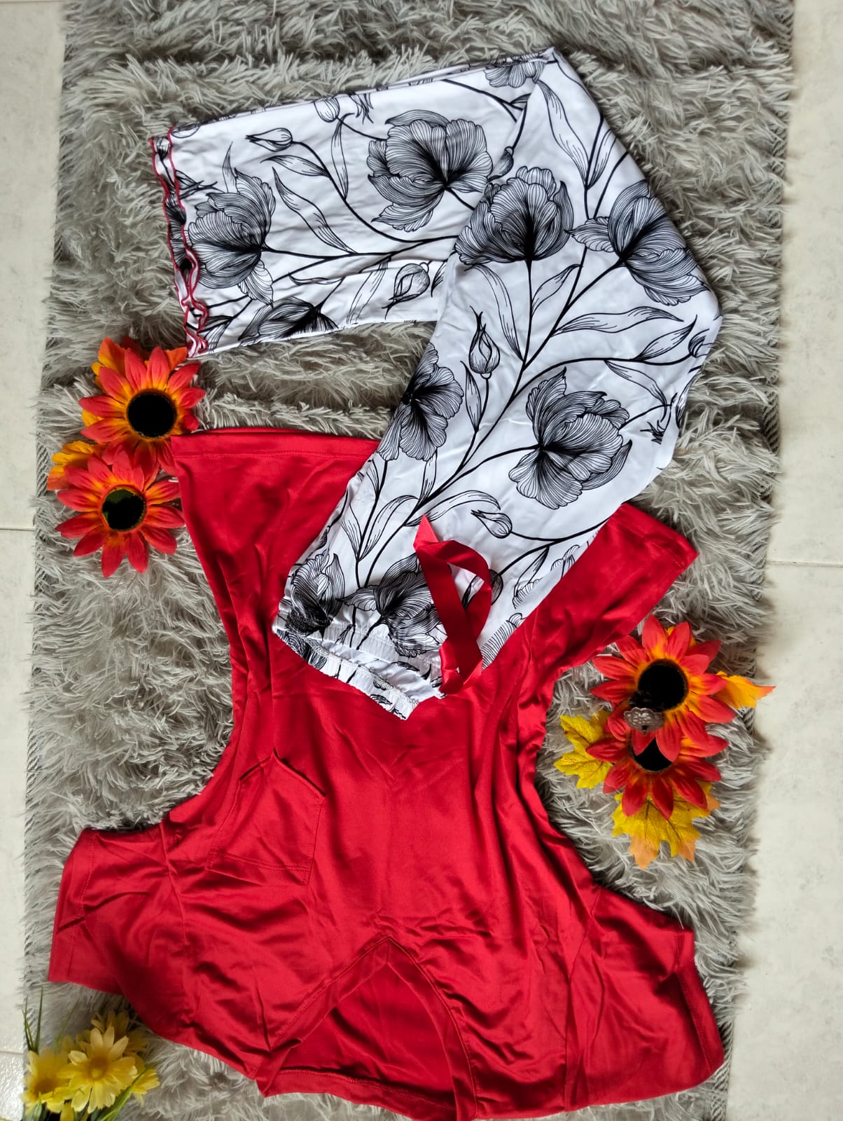 PIJAMA DAMA MORFEO – CAMISETA LISA Y PANTALÓN ESTAMPADO