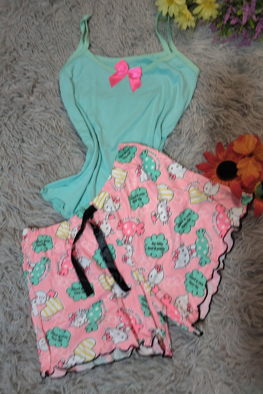PIJAMA AMOR KAWAII – BLUSA DE TIRAS + SHORT ESTAMPADO