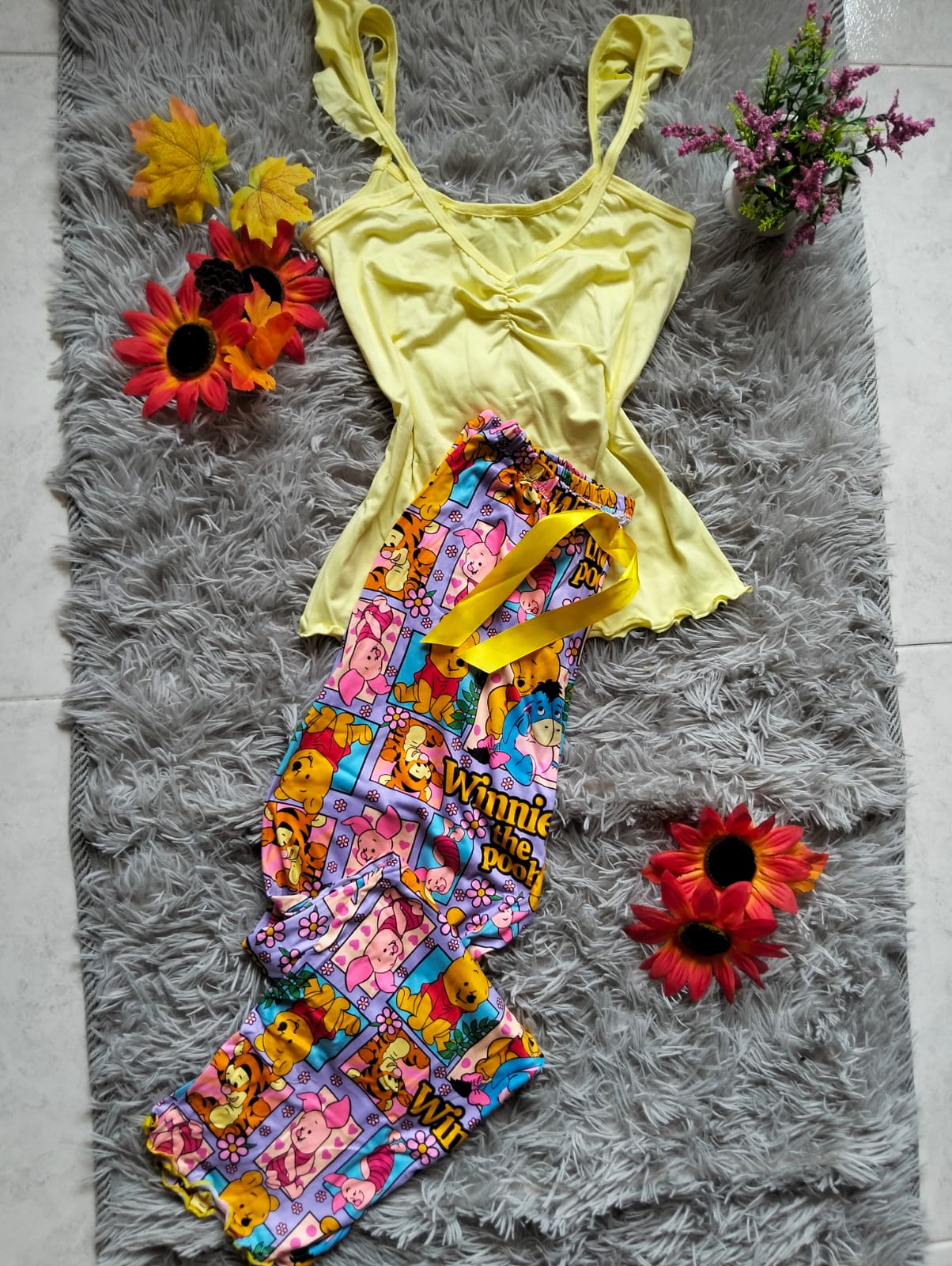 PIJAMA DAMA DULCES SUEÑOS – BLUSA DE TIRAS Y PANTALÓN ESTAMPADO