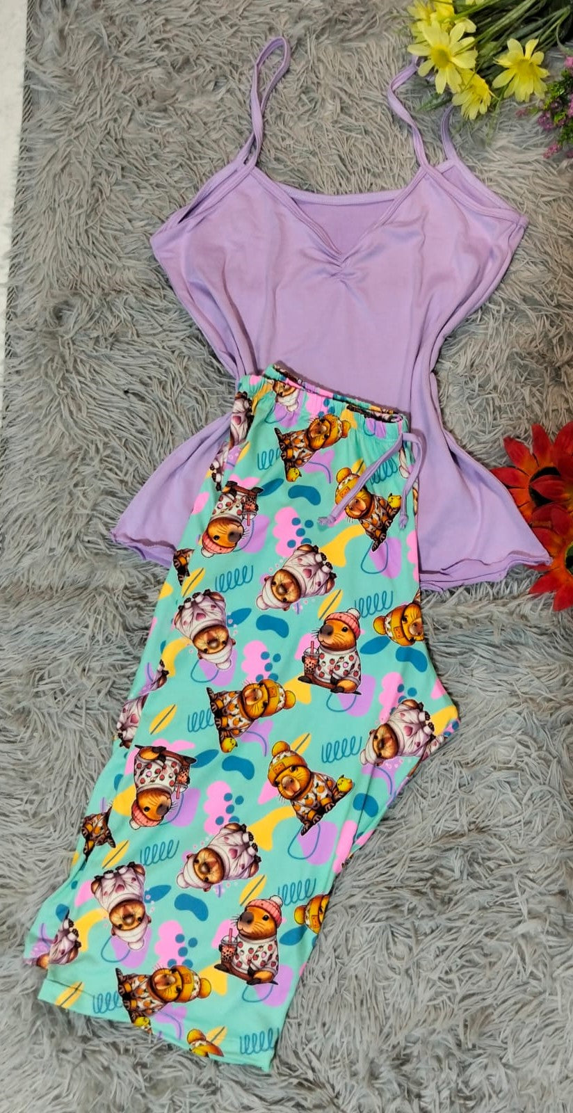 PIJAMA IVANNA– CAPRI Y BLUSA DE TIRAS SÚPER CÓMODA
