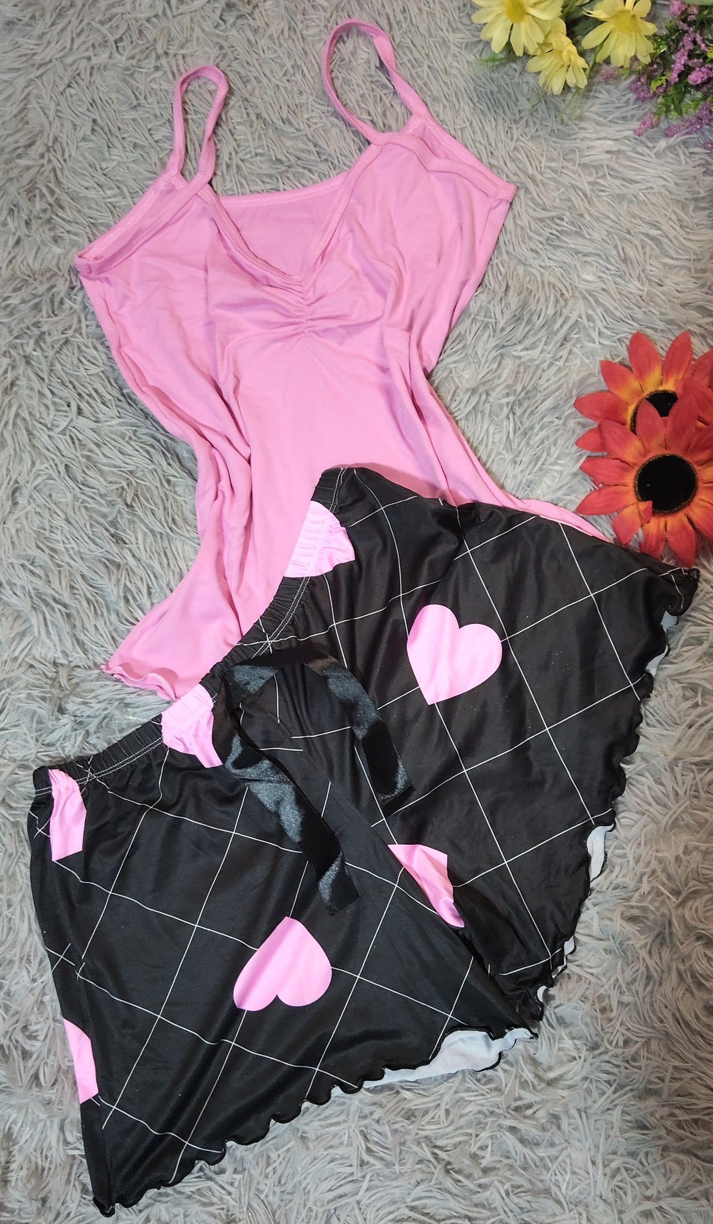 PIJAMA DAMA SENSUALIDAD – BLUSA DE TIRAS Y SHORT ESTAMPADO