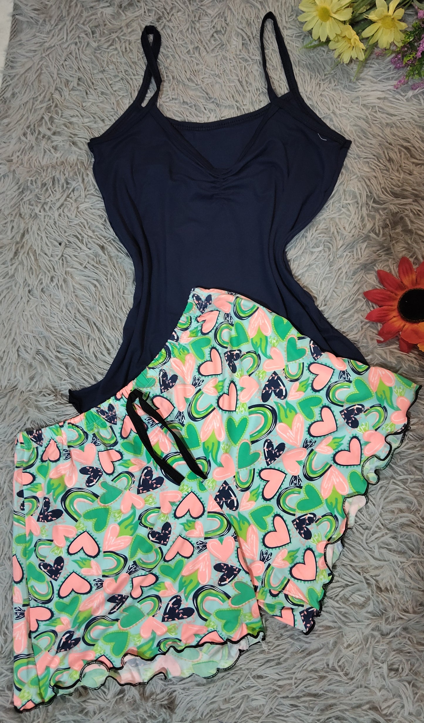 PIJAMA DAMA SENSUALIDAD – BLUSA DE TIRAS Y SHORT ESTAMPADO